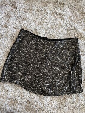 Metallic Black Sequin Mini Skirt